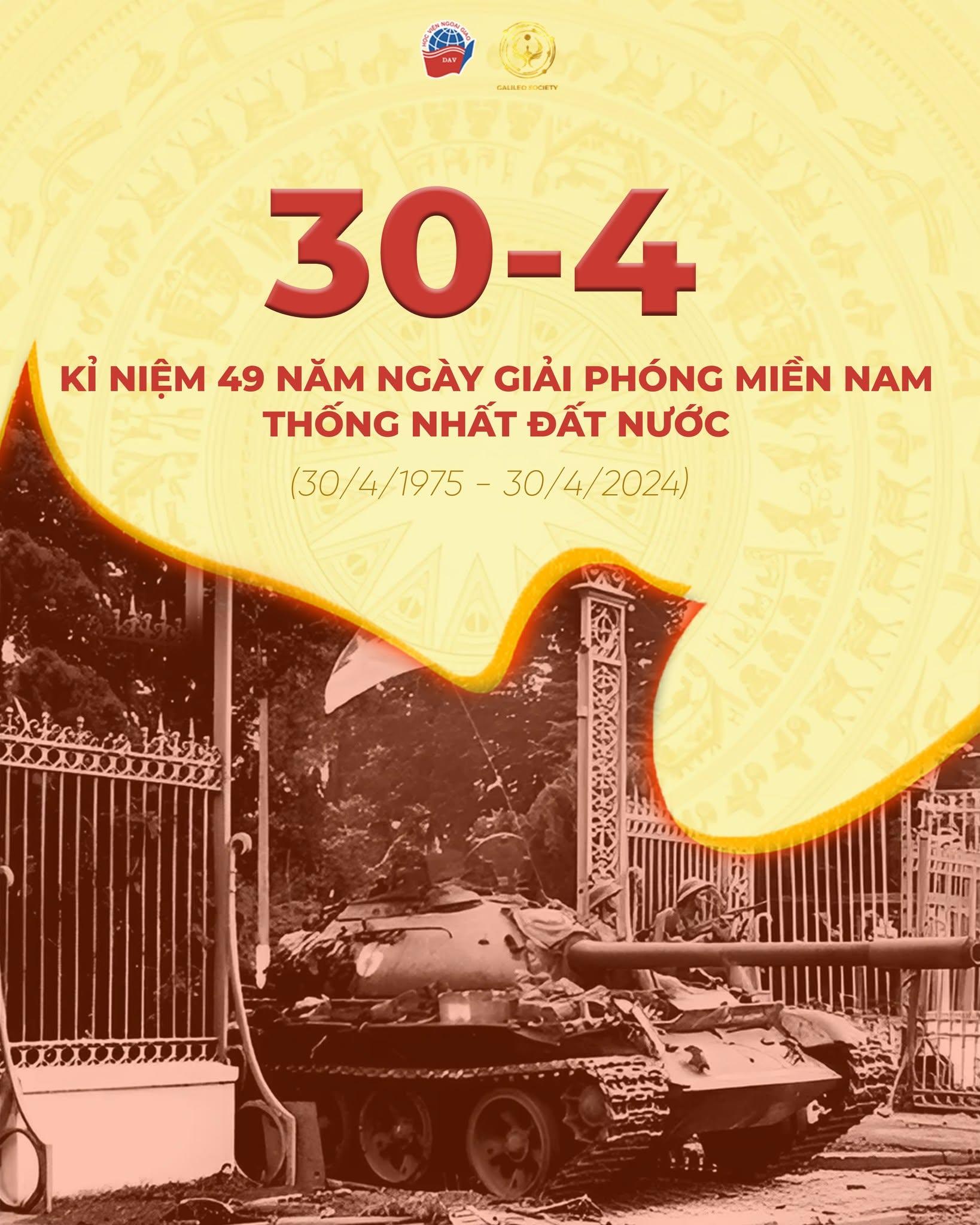 KỶ NIỆM 49 NĂM NGÀY GIẢI PHÓNG MIỀN NAM, THỐNG NHẤT ĐẤT NƯỚC (30/4/1975 - 30/4/2024)